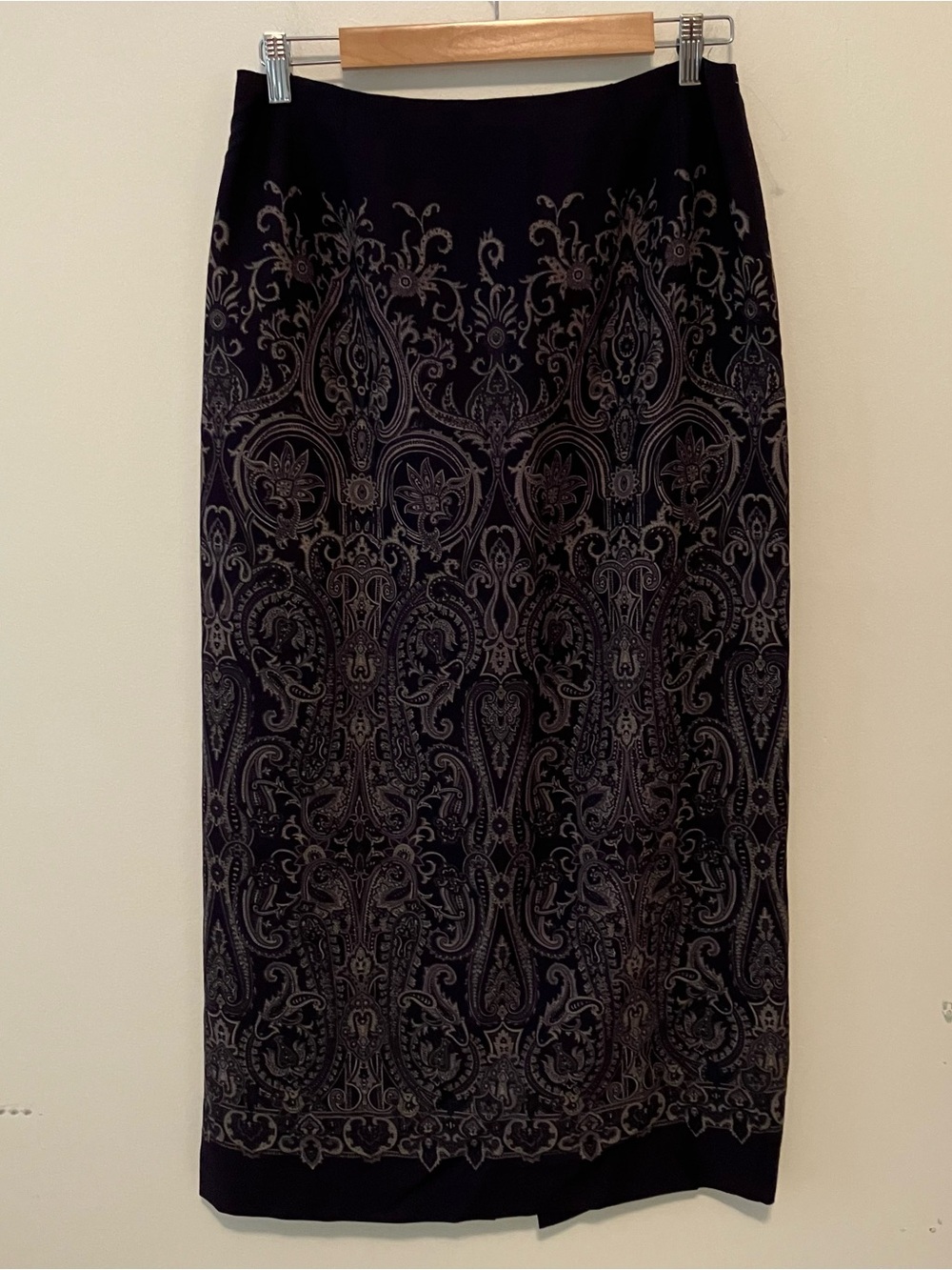VTG Talbots Straight Wool Purple Paisley Skirt 14 Old Money Dark Academia Y2K